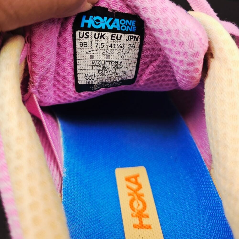Hoka Pink with Blue Running Shoes - Picture 2 of 10